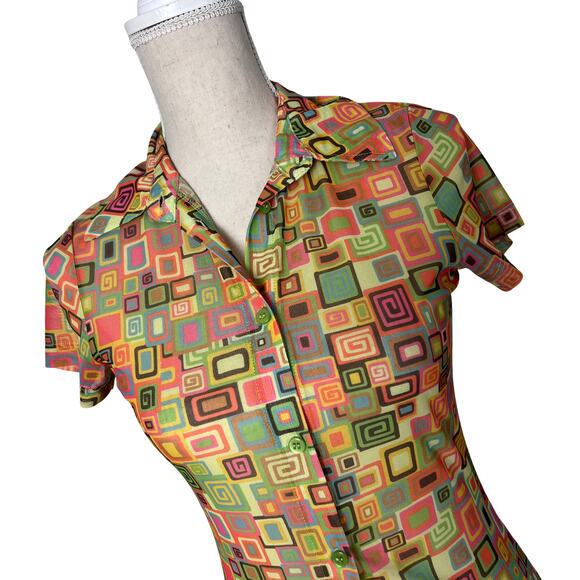 The Ragged Priest Bad Trip Mesh Shirt Dress 70s Retro Rave Festival Sheer - Picture 3 of 11